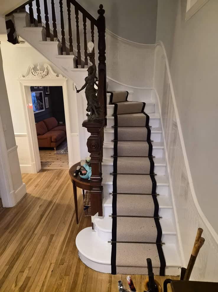 Soft neutral carpet install in a modern home.